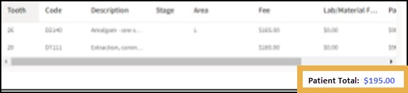 Patient Total hyperlink with a yellow highlight box around it.